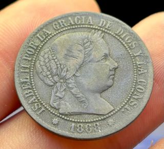 Moneda 2 1/2 Cent Escudo 1868 BARCELONA ISABEL II 