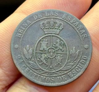 Moneda 2 1/2 Cent Escudo 1868 BARCELONA ISABEL II 