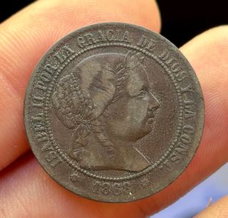 Moneda 2 1/2 Cent Escudo 1868 BARCELONA ISABEL II 