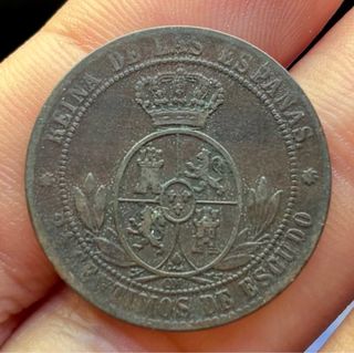 Moneda 2 1/2 Cent Escudo 1868 BARCELONA ISABEL II 