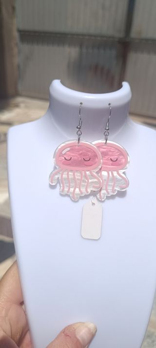 Pendientes medusa rosa