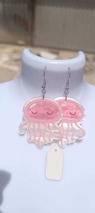 Pendientes medusa rosa