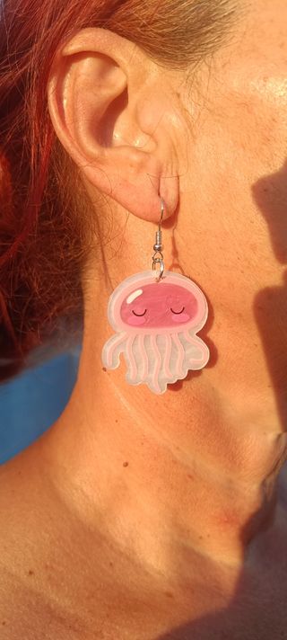 Pendientes medusa rosa