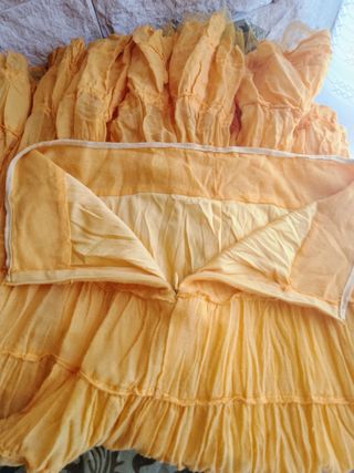 Falda vuelo vintage amarilla T.36-40