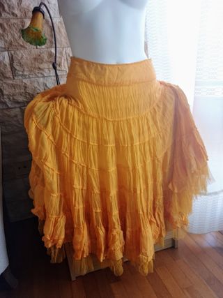 Falda vuelo vintage amarilla T.36-40