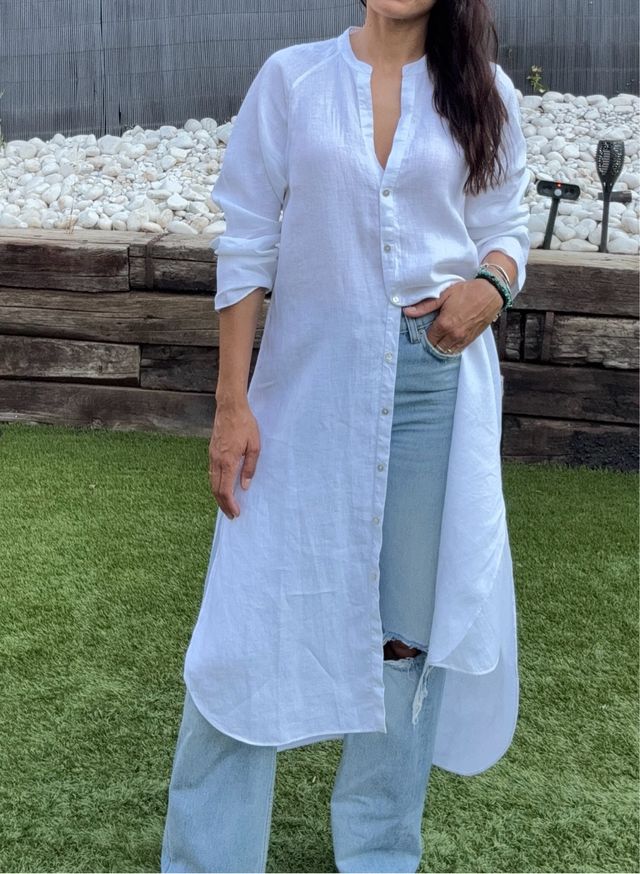 Camisa blanca lino Massimo Dutti XS