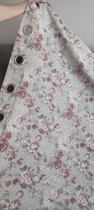 Cortinas flores - Beige y rosa