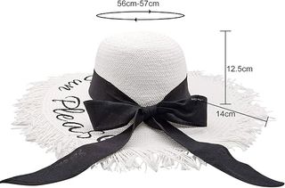 Sombrero Mujer Paja Blanco Talla Ajustable Verano