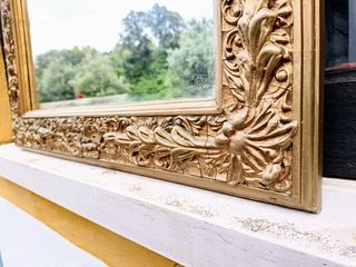 Espelho antigo dourado - moldura talhada