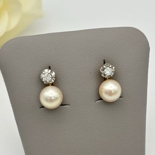 Pendientes de oro 18kt con perlas y diamantes