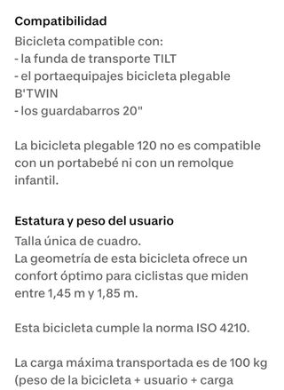 Bicicleta Plegable BTWIN 2 unidades