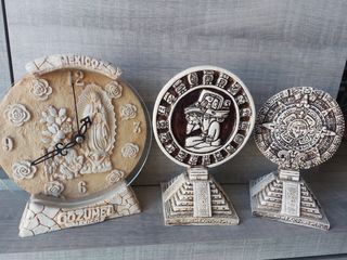 Souvenirs Messico: Orologio e 2 statue maya