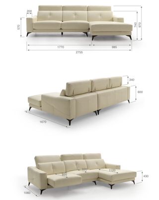 Sofá chaise longue piel beige
