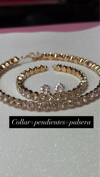 Conjunto Joyería Dorado y Blanco
