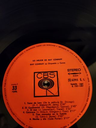 Disco de Vinilo Antiguo Lo Mejor de Ray Conniff