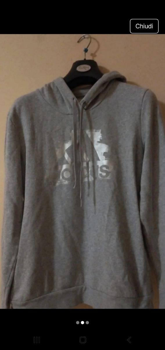 Felpa Adidas Grigia con Cappuccio