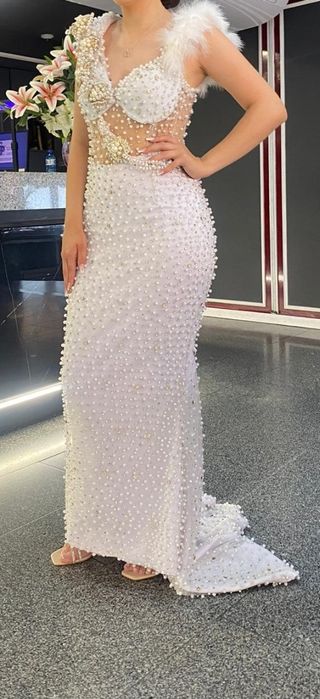 Vestido de novia blanco pedreria