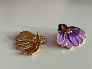 Pendientes flor busuteria Elhea dorados y morados