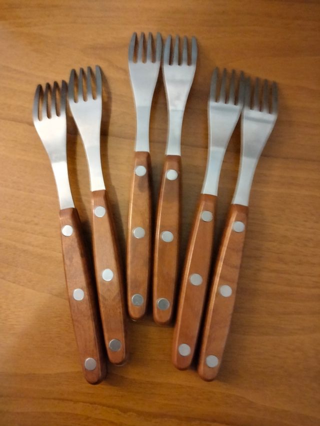 6 Forchette in Legno & Acciaio