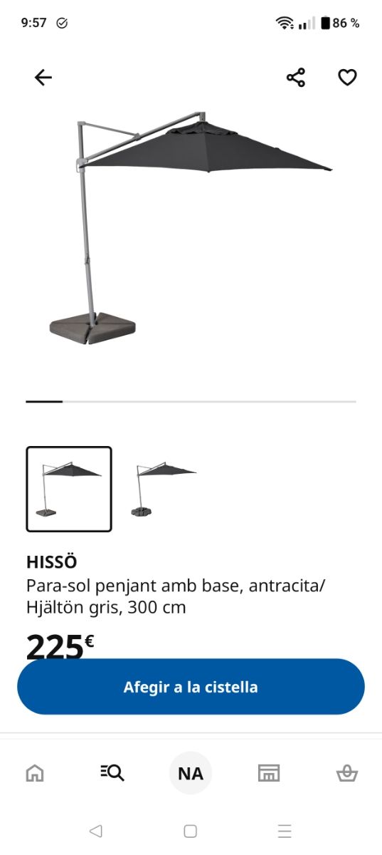 Sombrilla Terraza Exterior IKEA HISSÖ/LINDÖJA beig