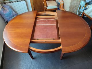 Mesa redonda extensible de madera maciza