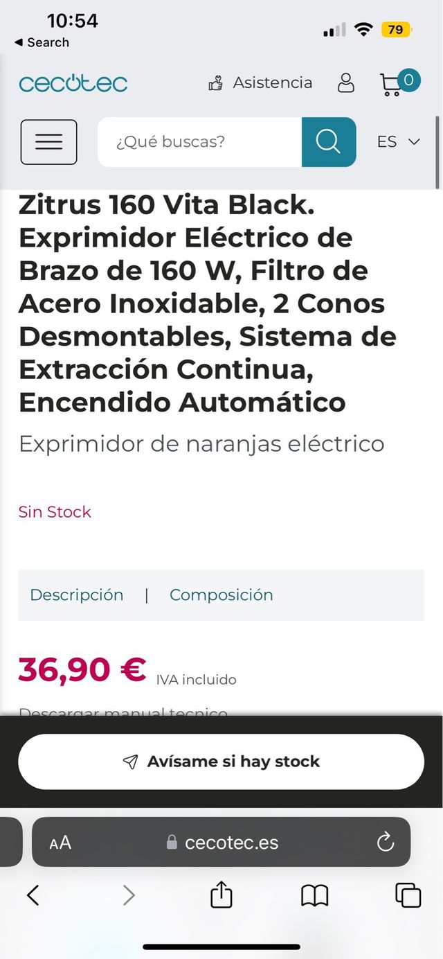 Exprimidor Cecotec Zitrus 160 Vita