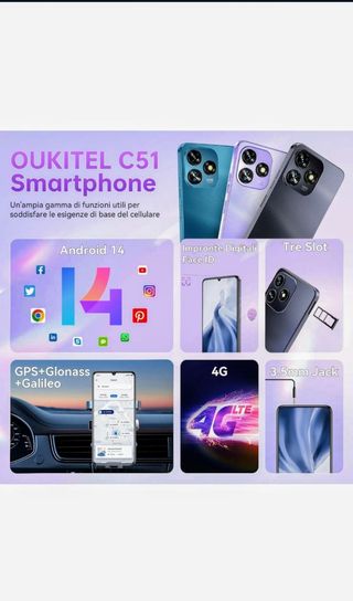 Smartphone Oukitel C51 18GB+128GB Android 14 Black