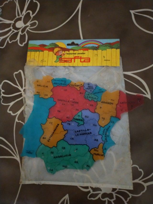 Mapas España: Juego escolar vintage