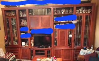Mueble salón madera-cristal