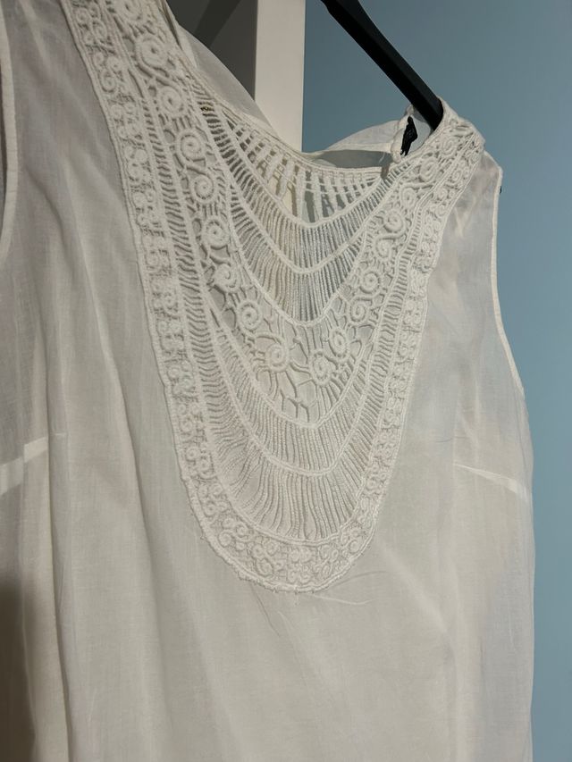 vestido blanco crochet - Talla única,ñ