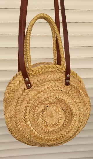 Bolso playa mimbre marrón
