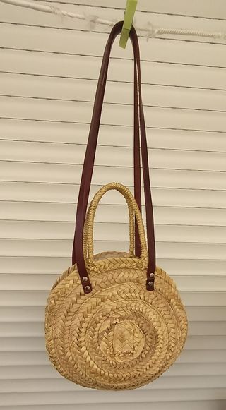 Bolso playa mimbre marrón