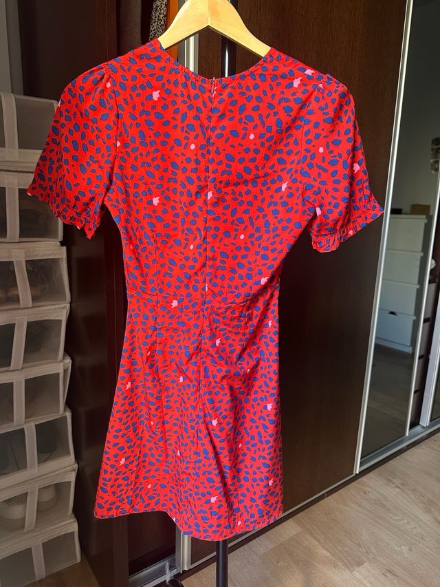 Vestido rojo estampado leopardo