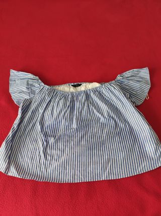 Top Zara rayas azules - hombros caídos
