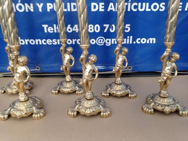 2 Candeleros bronce iglesia - dorados