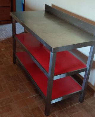 Mesa acero inox. 2 estantes