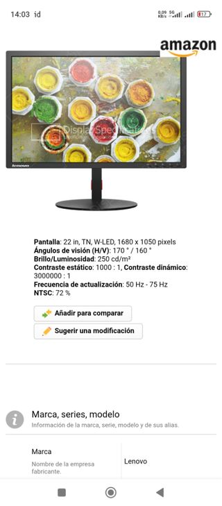MONITOR LENOVO T2254PC 22"
