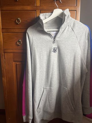 Sudadera Siksilk gris-azul