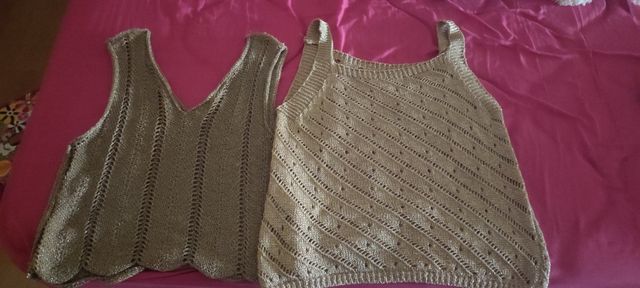 2 camisetas doradas de ganchillo