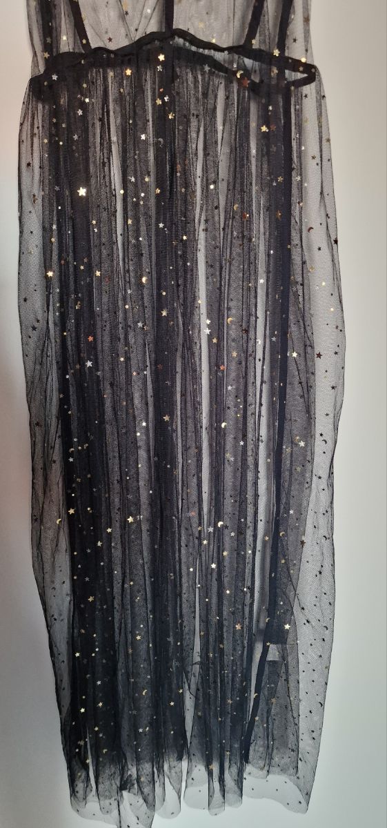 Vestito/Sottoveste in Tulle Nero con Stelle Dorate
