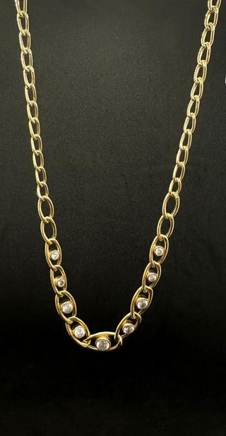 Cadena Alterna oro 18k con piedras, 10.5 g, 45 cm.