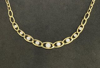 Cadena Alterna oro 18k con piedras, 10.5 g, 45 cm.