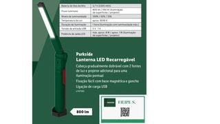 Lanterna LED Parkside usb - nova