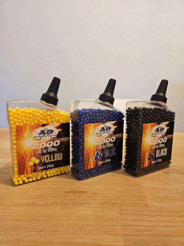 Pack 3 Botes de Bolas Balines Airsoft 2000 uds