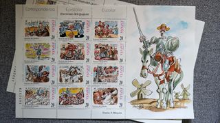 Colección 24 sellos Don Quijote + 12 Hist. España
