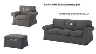 Fundas Nuevas Sofá + Puff IKEA Ektorp gris oscuro