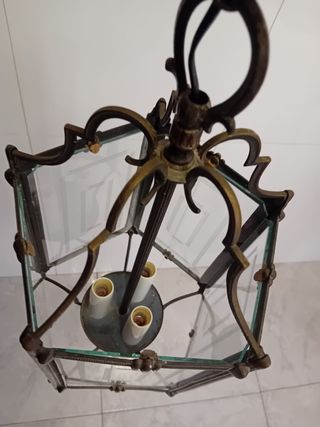 Lámpara vintage metal y cristal