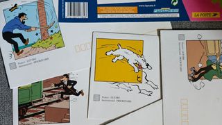 Colección 5 Sobre + Postal ilustrados Tintín