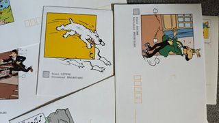 Colección 5 Sobre + Postal ilustrados Tintín