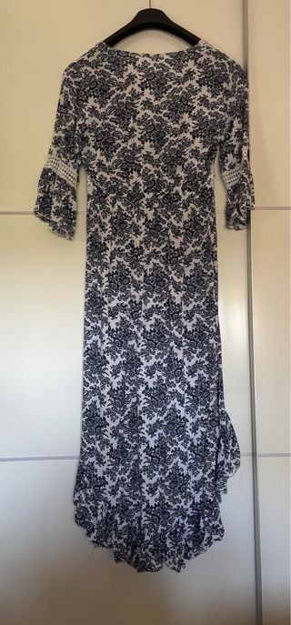 Vestido boho azul y blanco